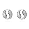 Culturesse Yin Yang Artisan Solid Hoop Earrings (Silver)