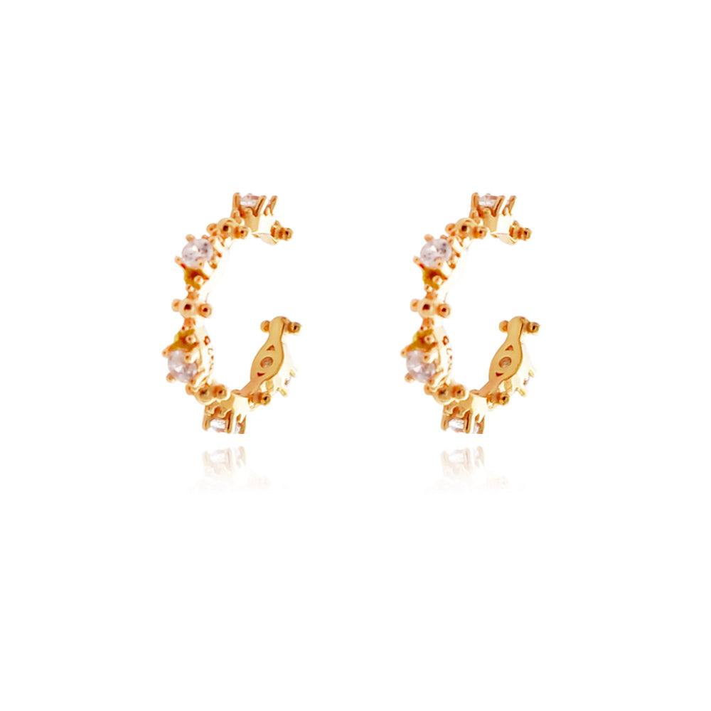 Culturesse Ciana Gold Filled Diamante Cuff Earrings