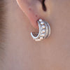 Culturesse Capuchine Luxury Diamante Pearl Curve Earrings