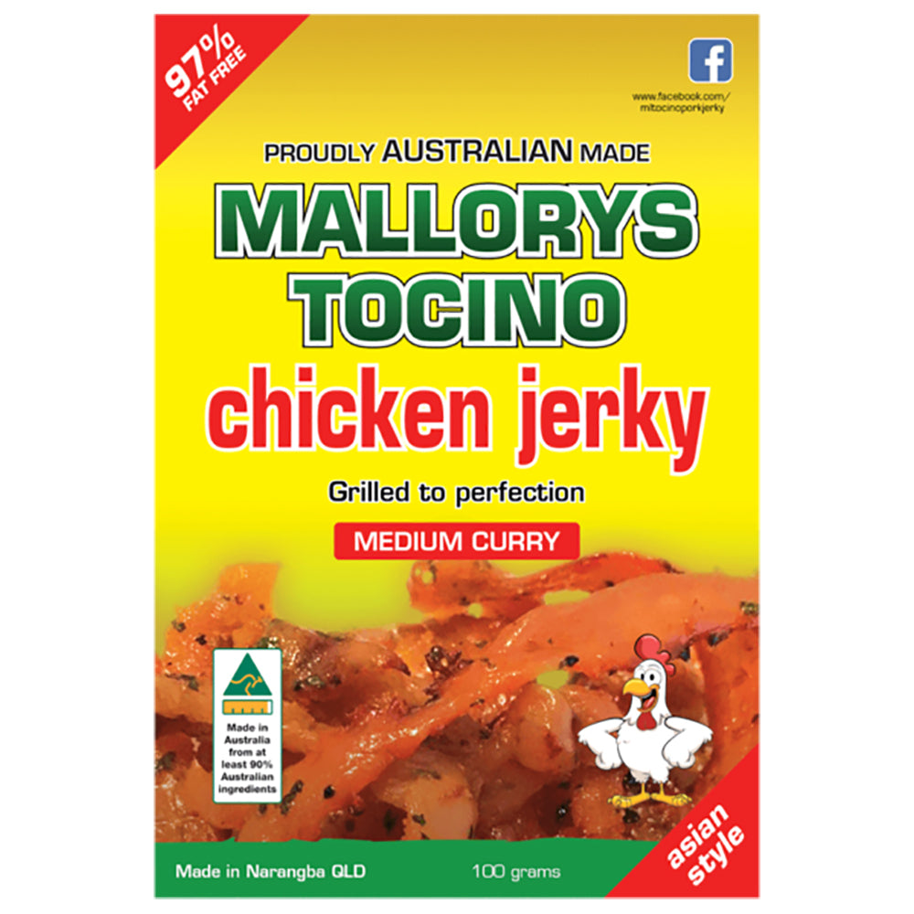 Mallorys Tocino Curry Chicken Jerky 100g (for Human Consumption)