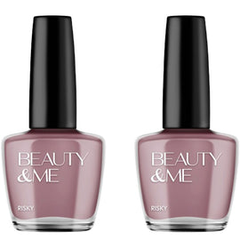 Beauty & Me Risky Pale Brown Nail Polish Duo Quick Dry Long Lasting 12ml x2