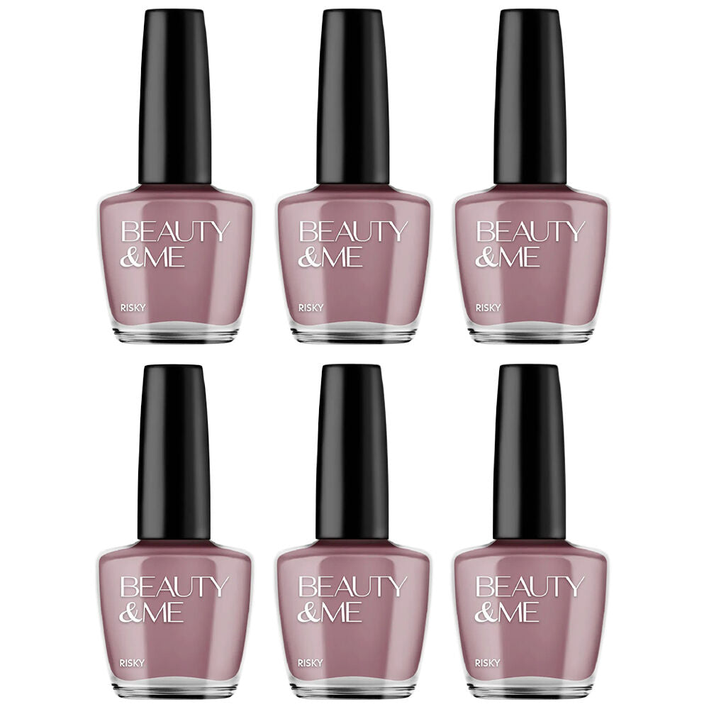 Beauty & Me Pale Brown Nail Polish 6 Pack Quick Dry Long Lasting 12ml Each