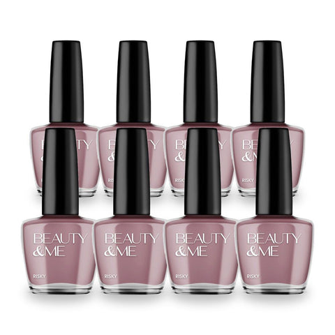 Beauty & Me Risky Nail Polish Pale Brown Quick Dry Long Lasting 12ml Pack of 8