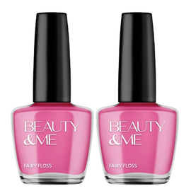 Beauty & Me Fairy Floss Pink Nail Polish Duo 2x12ml Long Lasting Gloss
