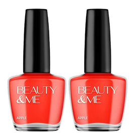 Beauty & Me Apple Mid Orange Nail Polish Duo 2x12ml Gloss Quick Dry