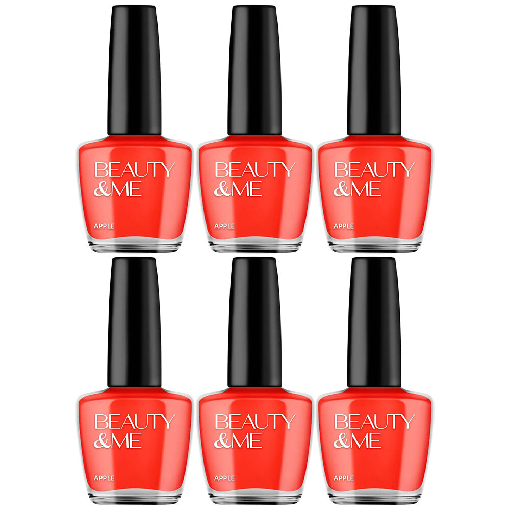 Beauty & Me Apple Mid Orange Nail Polish Set 6 Pack Gloss Quick Dry 12ml