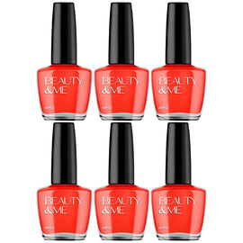 Beauty & Me Apple Mid Orange Nail Polish Set 6 Pack Gloss Quick Dry 12ml
