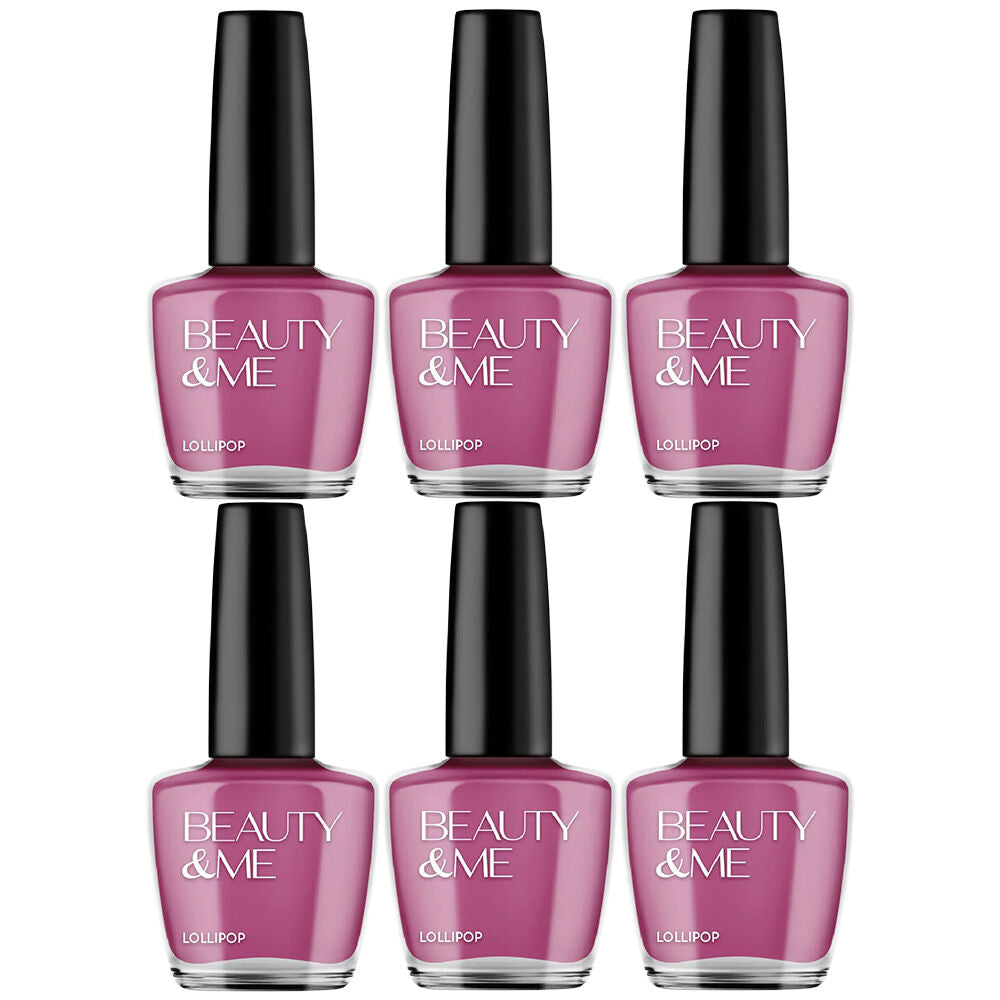 Beauty & Me Lollipop Deep Purple Nail Polish 6 Pack 12ml High Shine Long Wear