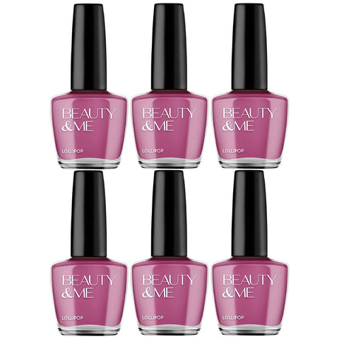 Beauty & Me Lollipop Deep Purple Nail Polish 6 Pack 12ml High Shine Long Wear