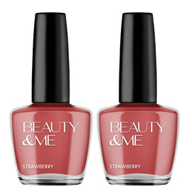Beauty & Me Strawberry Red Nail Polish Duo 2x12ml Quick Dry Gloss Finish