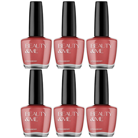 Beauty & Me Strawberry Red Nail Polish 6 Pack 12ml Quick Dry Gloss Finish