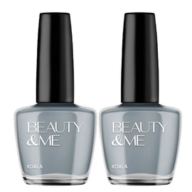 Beauty & Me Koala Mid Grey Nail Polish Duo 2x 12ml Quick Dry Gloss Finish