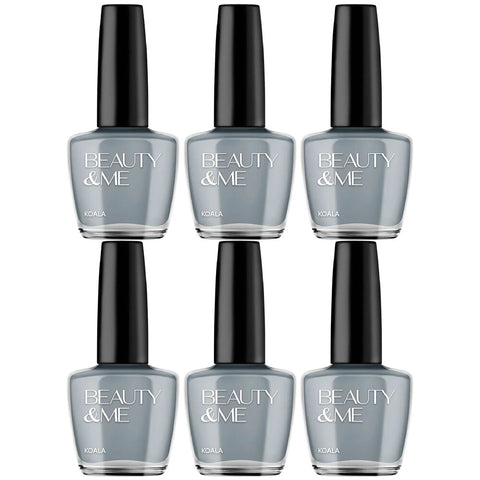 Beauty & Me Mid Grey Nail Polish Duo 6 Pack 12ml Quick Dry Gloss Finish