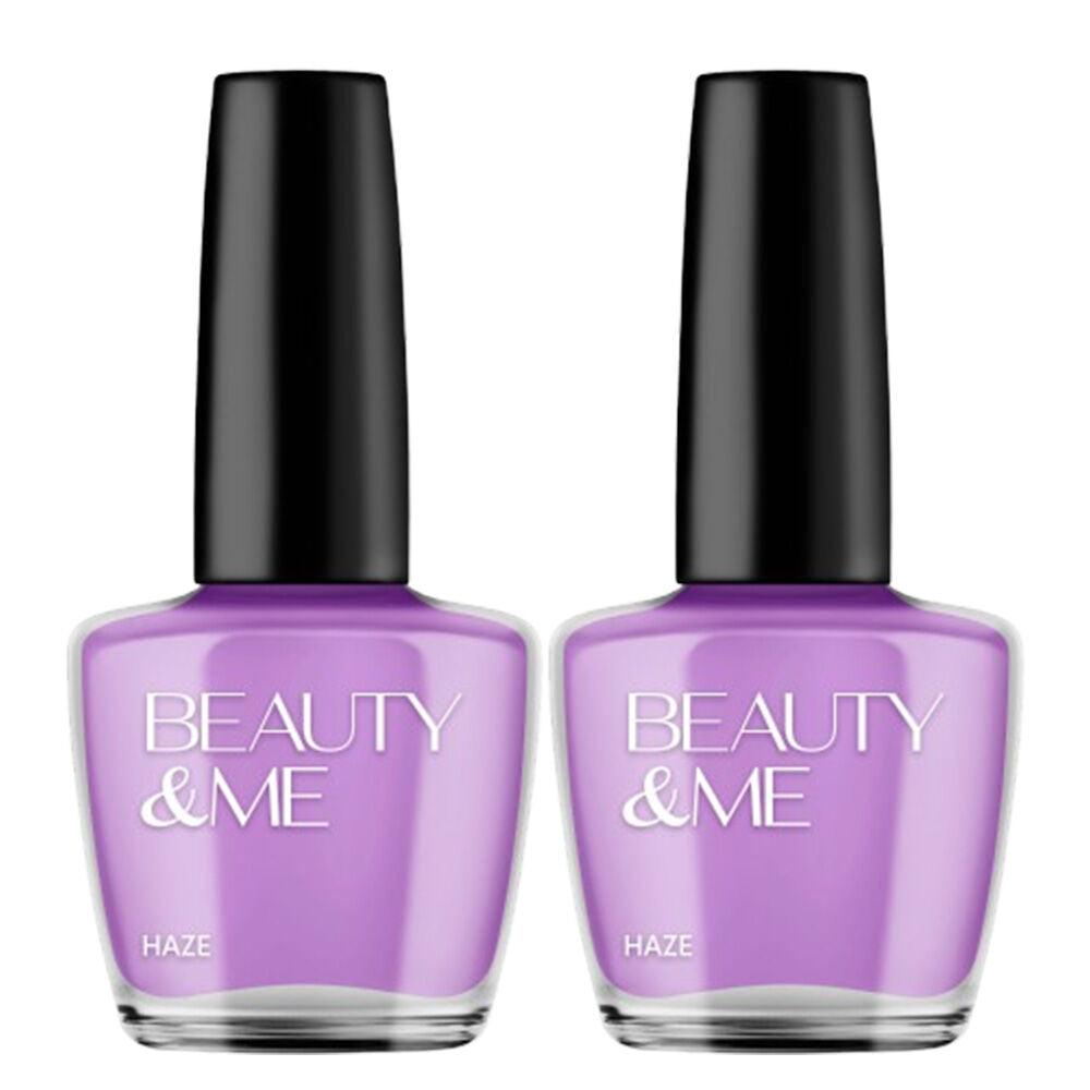 Beauty & Me Haze Light Purple Nail Polish Duo 2x12ml Quick Dry Gloss Finish