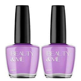 Beauty & Me Haze Light Purple Nail Polish Duo 2x12ml Quick Dry Gloss Finish