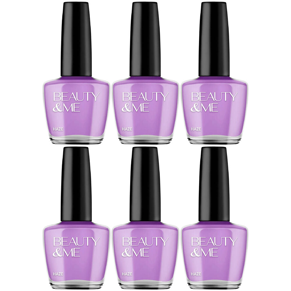 Beauty & Me Light Purple Nail Polish Duo 6 Pack 12ml Quick Dry Gloss Finish