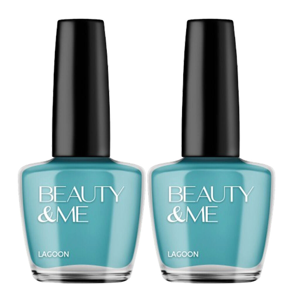 Beauty & Me Lagoon Teal Green Nail Polish Duo 2x12ml Quick Dry Glossy Finish
