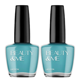 Beauty & Me Lagoon Teal Green Nail Polish Duo 2x12ml Quick Dry Glossy Finish