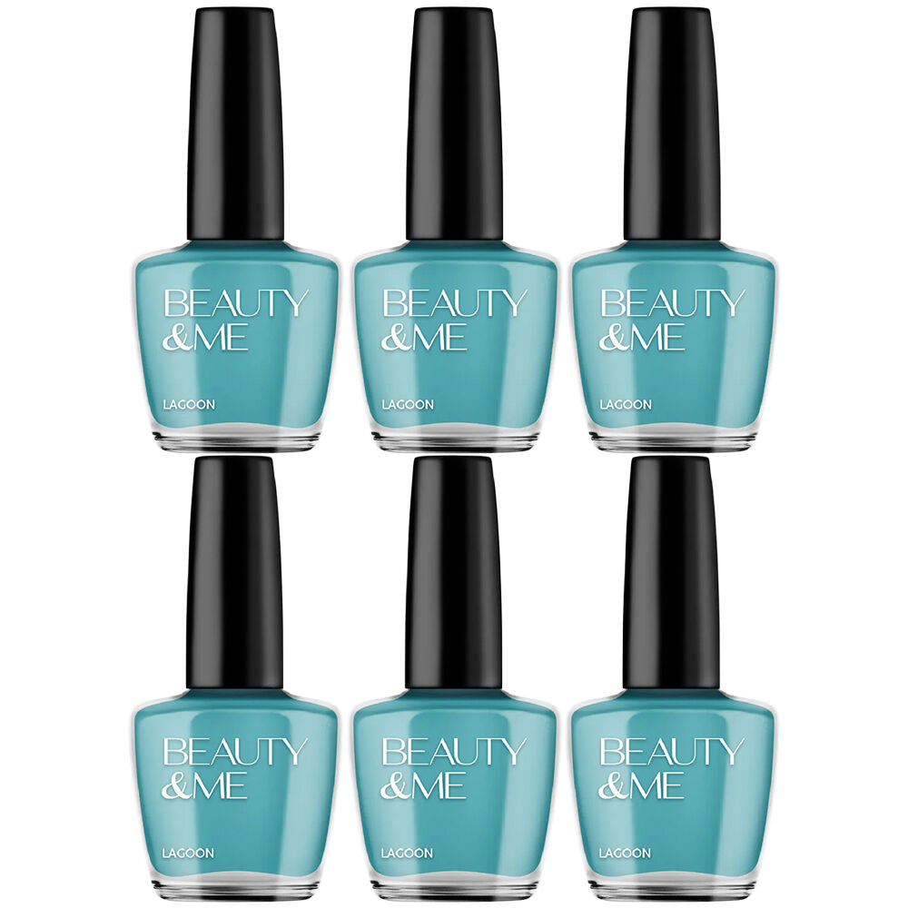 Beauty & Me Teal Green Nail Polish Duo 6 Pack 12ml Quick Dry Gloss Finish