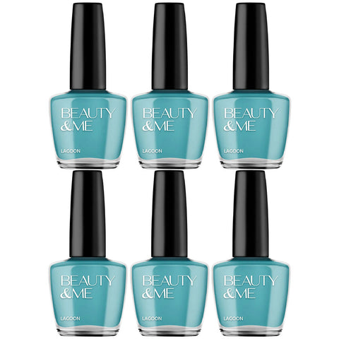Beauty & Me Teal Green Nail Polish Duo 6 Pack 12ml Quick Dry Gloss Finish