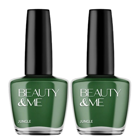 Beauty & Me Jungle Green Nail Polish Duo 2x12ml High Gloss Quick Dry