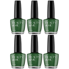 Beauty & Me Jungle Green Nail Polish Duo 6 Pack Quick Dry Gloss Finish