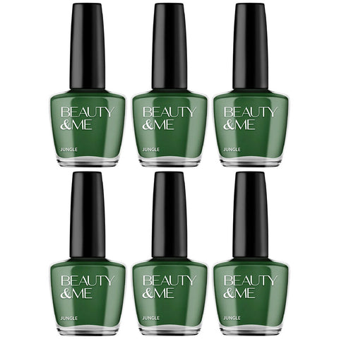 Beauty & Me Jungle Green Nail Polish Duo 6 Pack Quick Dry Gloss Finish