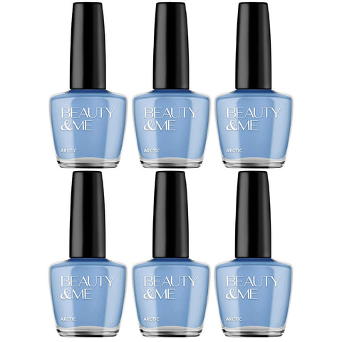 Beauty & Me Arctic Mid Blue Nail Polish Duo 6 Pack Quick Dry High Shine