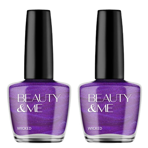 Beauty & Me Wicked Deep Purple Nail Polish Duo 2x12ml High Shine Finish