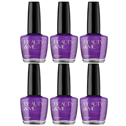Beauty & Me Wicked Deep Purple Nail Polish Duo 6 Pack Quick Dry High Shine