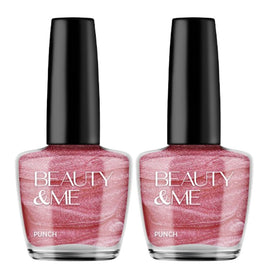 Beauty & Me Punch Two Tone Metallic Light Pink Nail Polish Duo 2x12ml