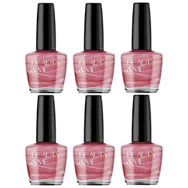 Beauty & Me Punch Light Pink Metallic Nail Polish Duo 6 Pack Quick Dry