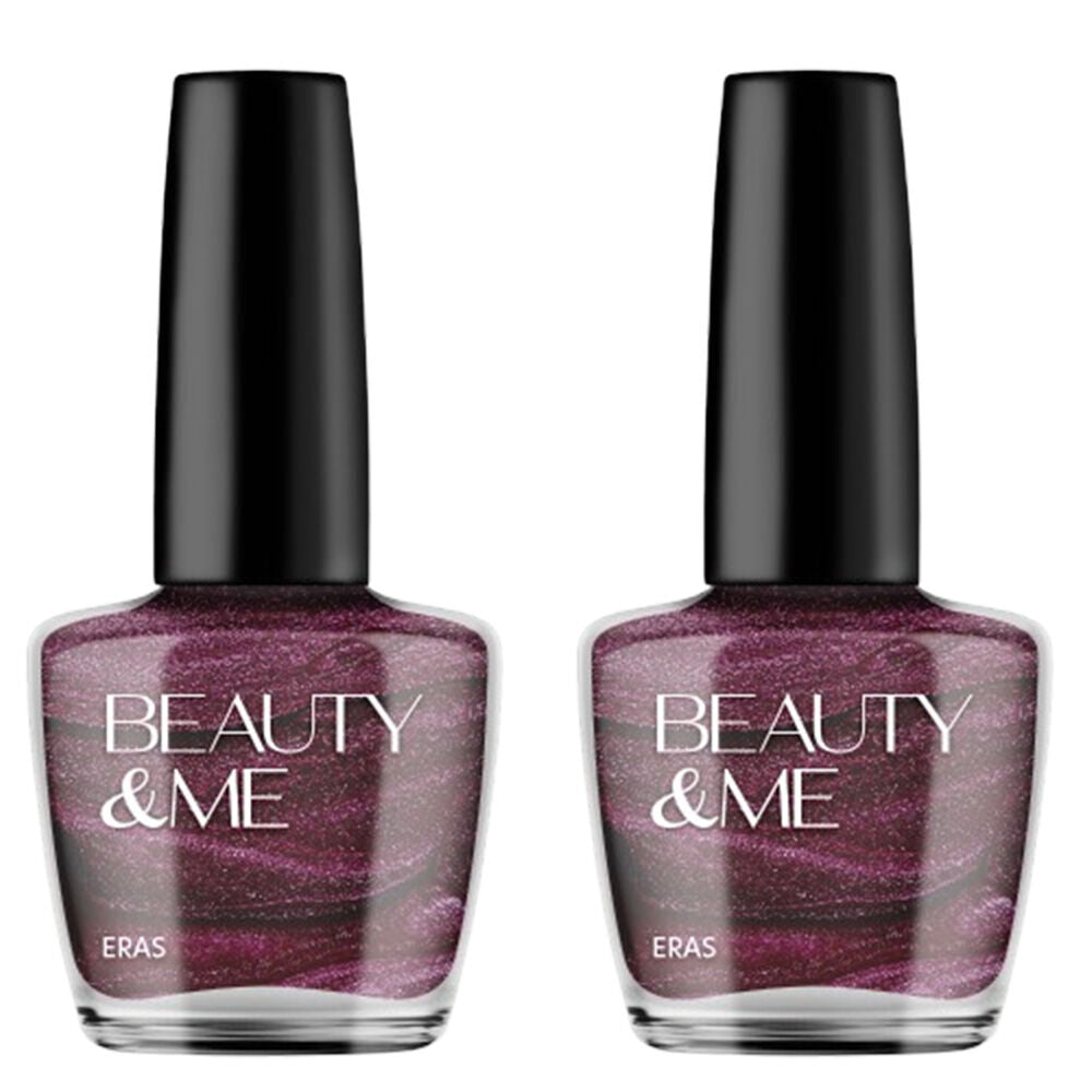 Beauty & Me Eras Two Tone Metallic Deep Pink Nail Polish 2x 12ml Duo