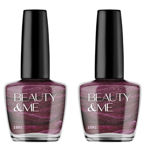 Beauty & Me Eras Two Tone Metallic Deep Pink Nail Polish Duo 2x12ml