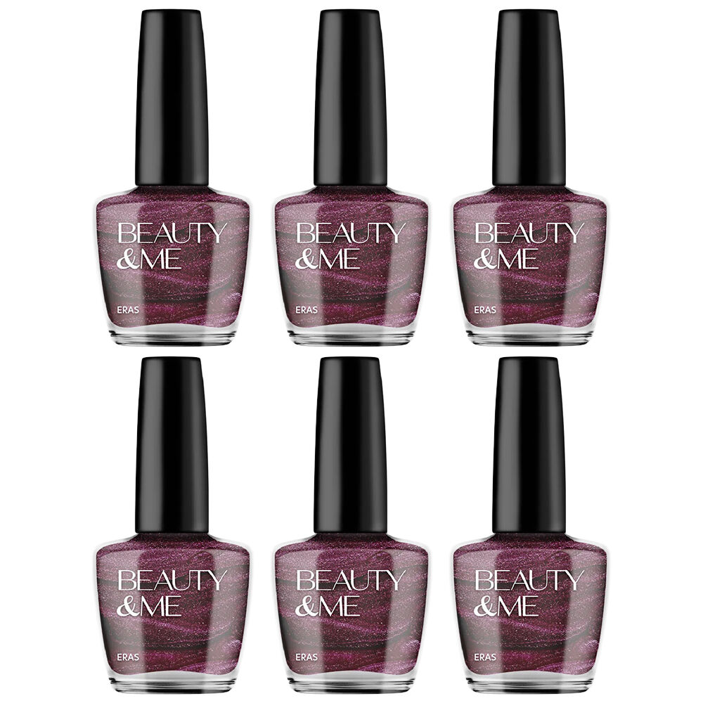 Beauty & Me Eras Deep Pink Metallic Nail Polish Duo 6 Pack Quick Dry