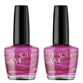 Beauty & Me Allure Two Tone Metallic Mid Pink Nail Polish Duo 2x12ml