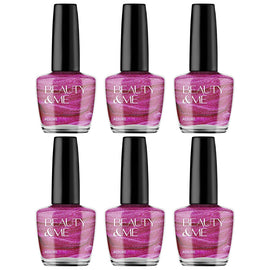 Beauty & Me Allure Mid Pink Metallic Nail Polish Duo 6 Pack Quick Dry