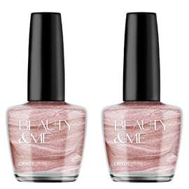 Beauty & Me Candy Light Pink Two Tone Metallic Nail Polish Duo 2x12ml