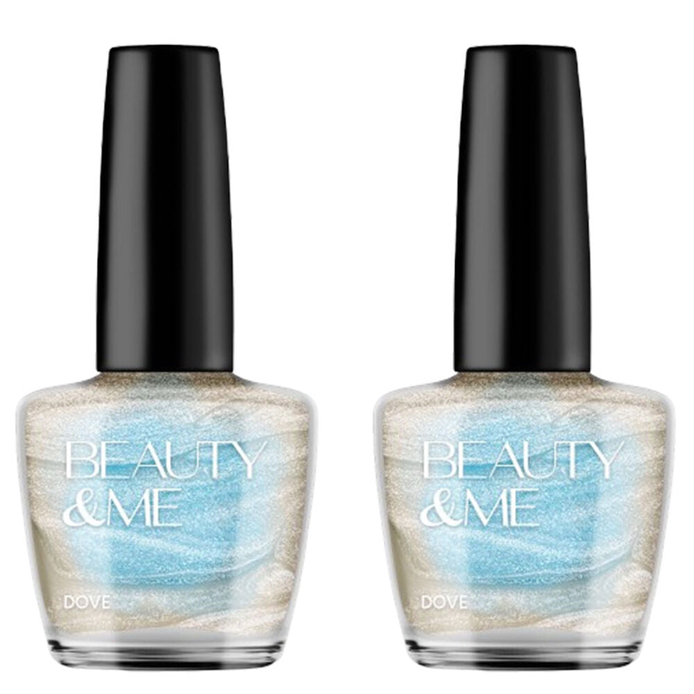 Beauty & Me Dove Creamy White Two Tone Metallic Nail Polish Duo 2x12ml