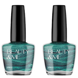 Beauty & Me Space Two Tone Metallic Mid Green Nail Polish Duo 2x12ml
