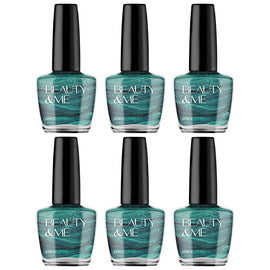 Beauty & Me Space Mid Green Metallic Nail Polish Duo Set 6 Pack 12ml Each