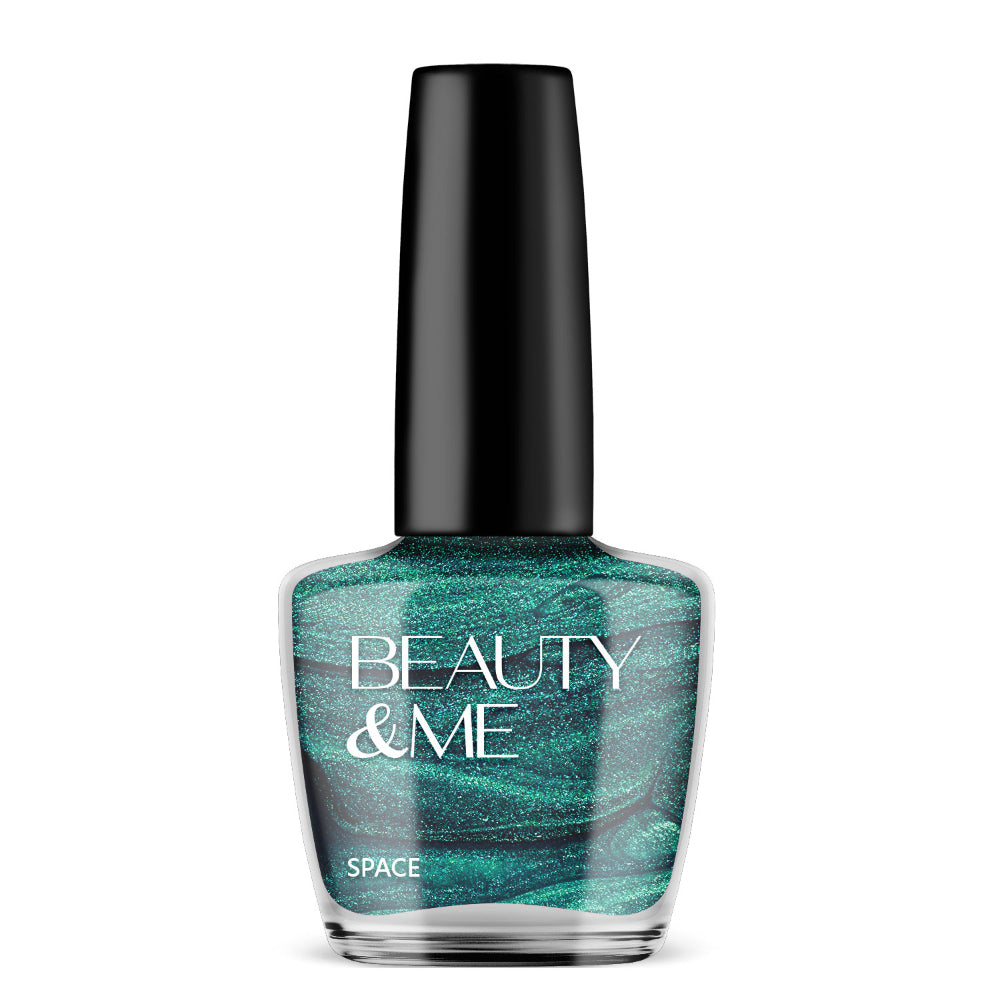 Beauty & Me 'Space' Two Tone Metallic Mid Green Nail Polish 12ml