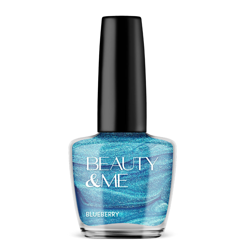 Beauty & Me 'Blueberry' Two Tone Metallic Bright Blue Nail Polish 12ml