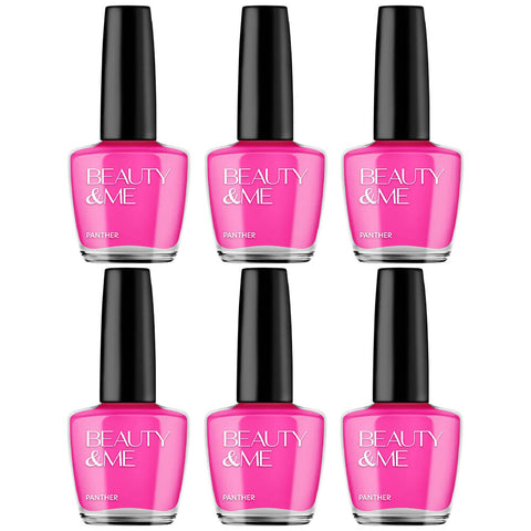 Beauty & Me Panther Pink Nail Polish Duo 6 Pack 12ml Quick Dry High Gloss