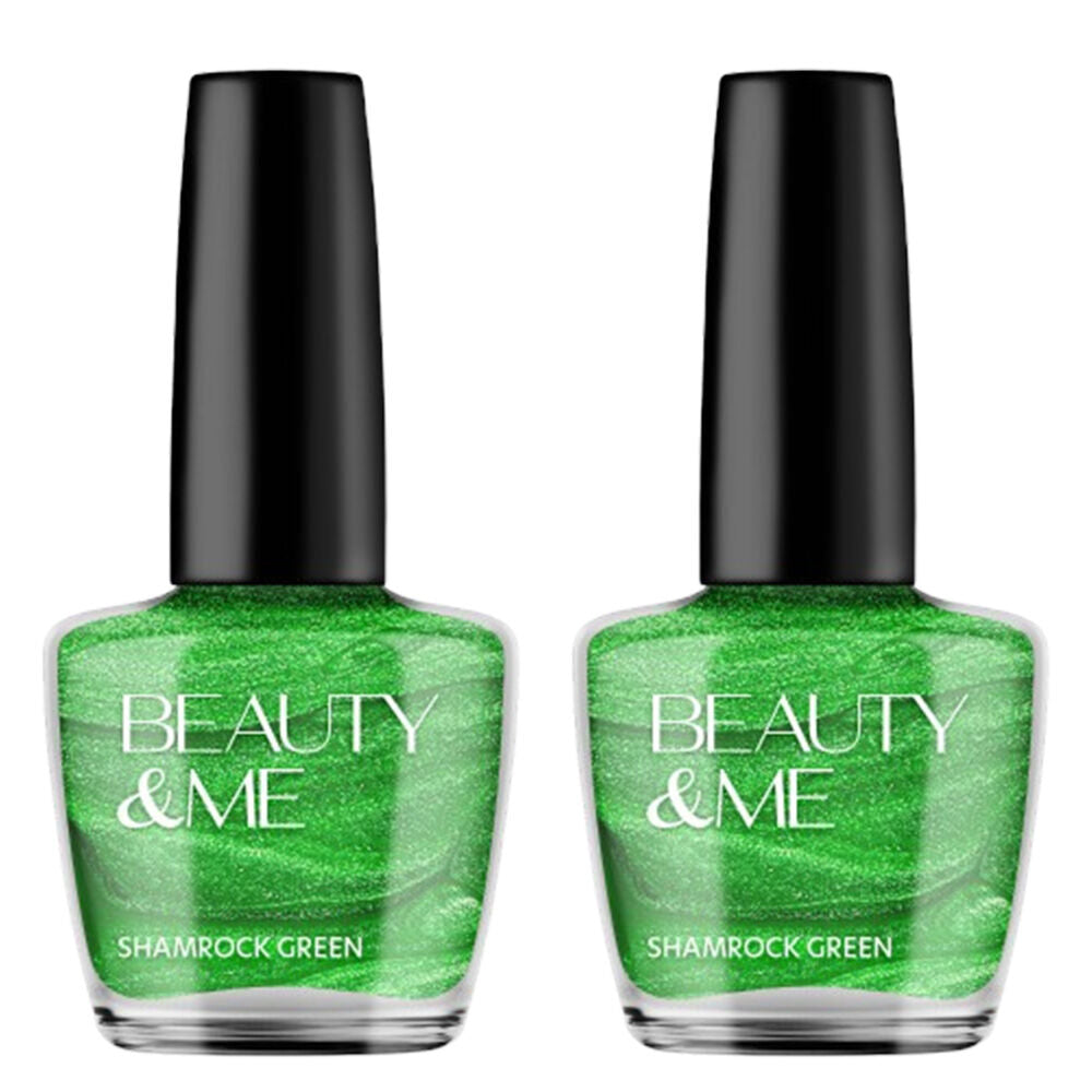 Beauty & Me Shamrock Light Green Nail Polish Duo 2x12ml Quick Dry Gloss