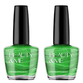 Beauty & Me Shamrock Light Green Nail Polish Duo 2x12ml Quick Dry Gloss
