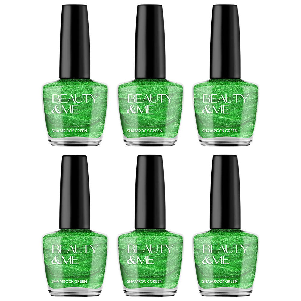 Beauty & Me Shamrock Green Nail Polish Duo 6 Pack 12ml Quick Dry Gloss