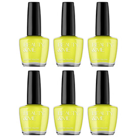 Beauty & Me Electric Yellow Nail Polish Duo 6 Pack 12ml Neon Quick Dry Gloss