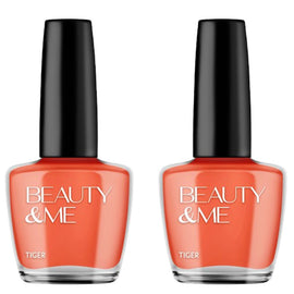 Beauty & Me Tiger Mid Orange Nail Polish Duo 2x12ml Long Lasting Gloss