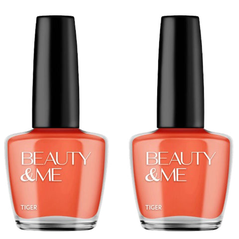 Beauty & Me Tiger Mid Orange Nail Polish Duo 2x12ml Long Lasting Gloss